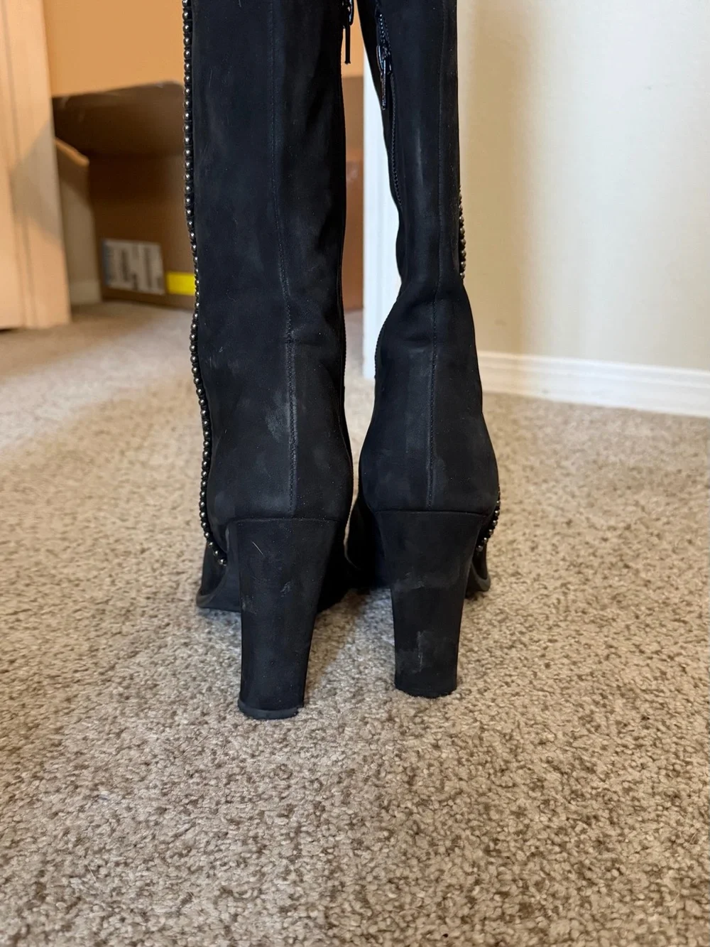 Black Women's Knee-High Block Heel Boots